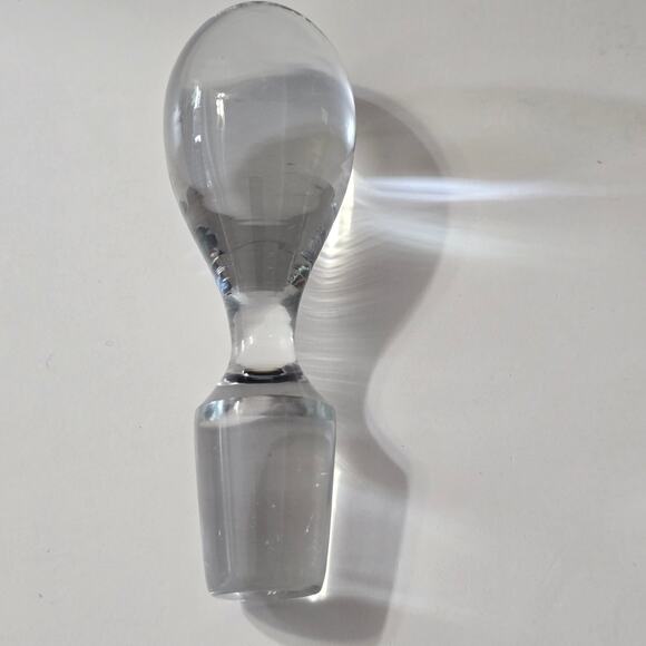 Vintage Teardrop Clear Solid Glass Wine Bottle Stopper About 4.75" - Picture 1 of 5